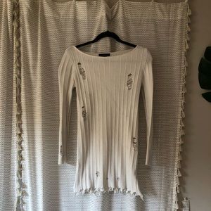 White distressed sweater/dress